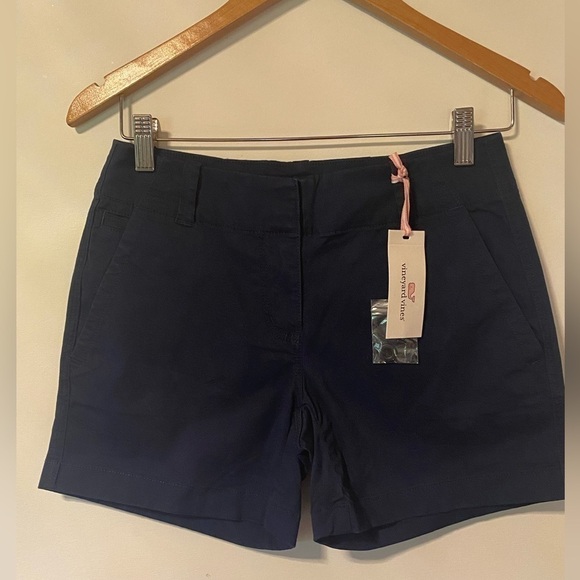 New Vineyard Vines Womens Navy Blue Chino Shorts Dayboat - Picture 2 of 5